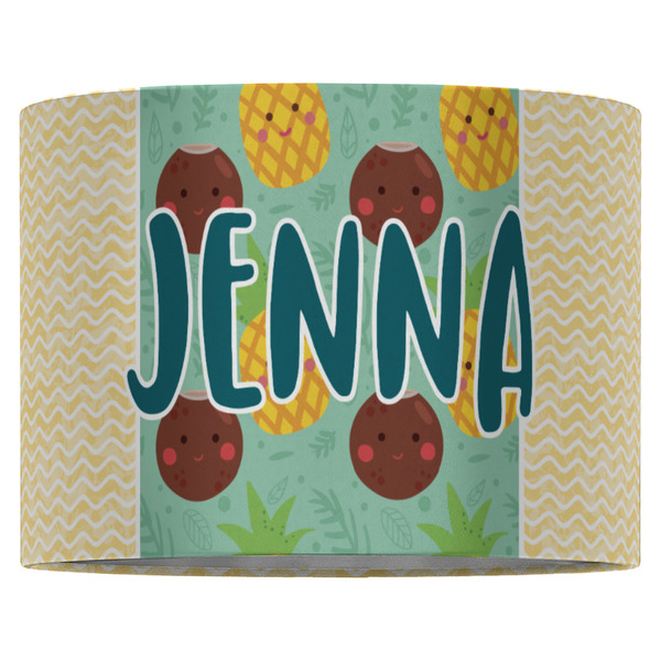 Pineapples and Coconuts 16" Drum Lampshade - FRONT (Fabric)