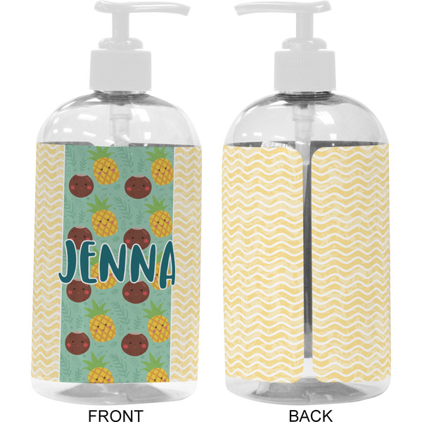 Pineapples and Coconuts 16 oz Plastic Liquid Dispenser- Approval- White