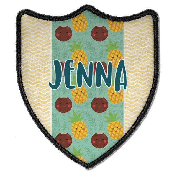 Custom Pineapples and Coconuts Iron On Shield Patch B w/ Name or Text