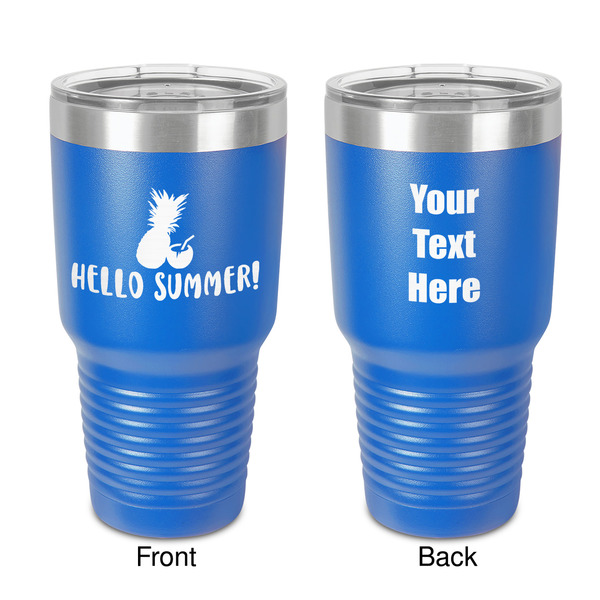 Custom Pineapples and Coconuts 30 oz Stainless Steel Tumbler - Royal Blue - Double-Sided (Personalized)