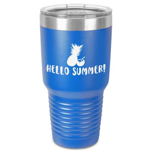 Custom Pineapples and Coconuts 30 oz Stainless Steel Tumbler - Royal Blue - Single-Sided (Personalized)
