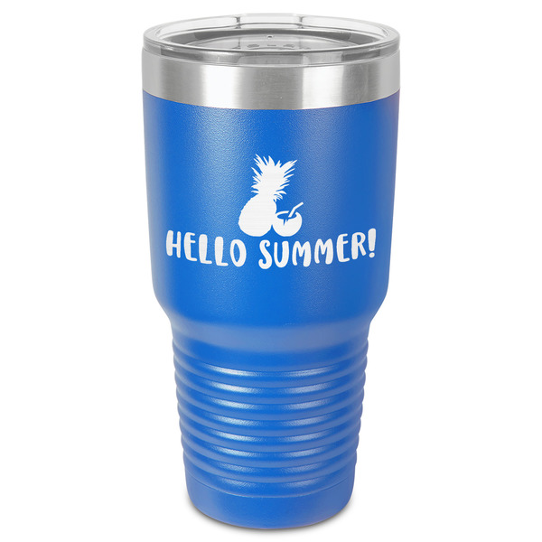 Pineapples and Coconuts 30 oz Stainless Steel Ringneck Tumbler - Blue - Front