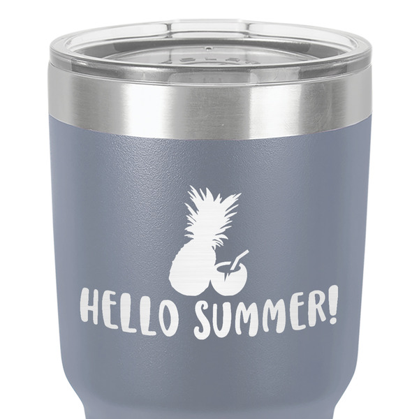 Pineapples and Coconuts 30 oz Stainless Steel Ringneck Tumbler - Grey - Close Up