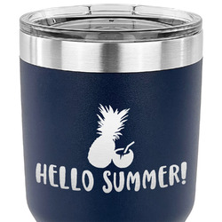 Pineapples and Coconuts 30 oz Stainless Steel Tumbler - Navy - Double Sided (Personalized)