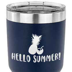 Pineapples and Coconuts 30 oz Stainless Steel Tumbler - Navy - Single Sided (Personalized)
