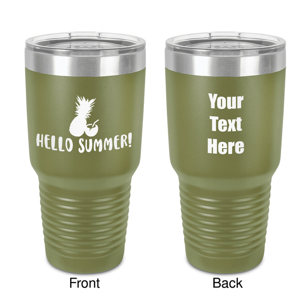 Custom Pineapples and Coconuts 30 oz Stainless Steel Tumbler - Olive - Double-Sided (Personalized)