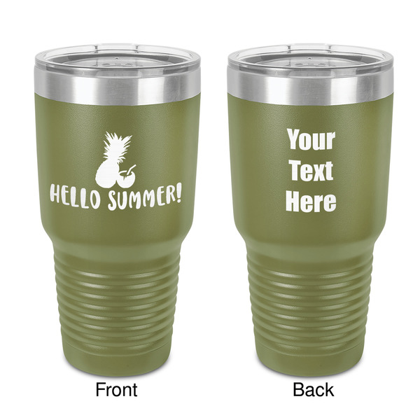 Custom Pineapples and Coconuts 30 oz Stainless Steel Tumbler - Olive - Double-Sided (Personalized)