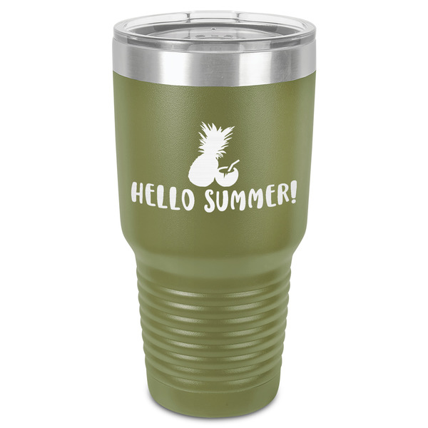 Custom Pineapples and Coconuts 30 oz Stainless Steel Tumbler - Olive - Single-Sided (Personalized)