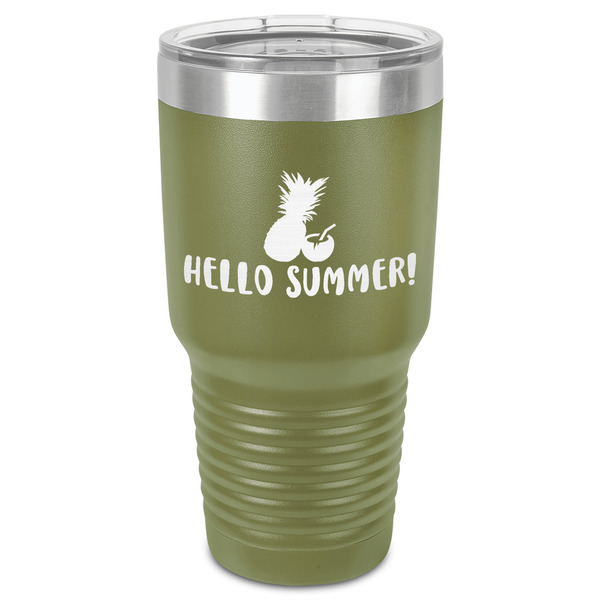 Pineapples and Coconuts 30 oz Stainless Steel Ringneck Tumbler - Olive - Front