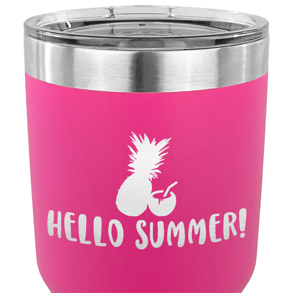 Pineapples and Coconuts 30 oz Stainless Steel Ringneck Tumbler - Pink - CLOSE UP