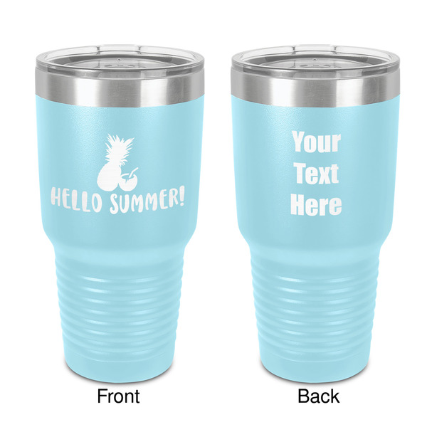 Custom Pineapples and Coconuts 30 oz Stainless Steel Tumbler - Teal - Double-Sided (Personalized)