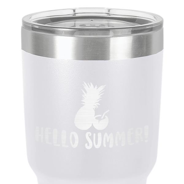 Pineapples and Coconuts 30 oz Stainless Steel Ringneck Tumbler - White - Close Up