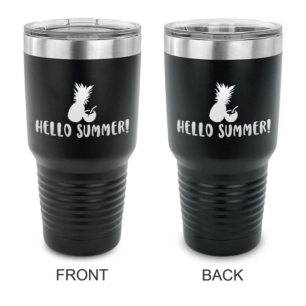 Custom Pineapples and Coconuts 30 oz Stainless Steel Tumbler - Black - Double Sided (Personalized)