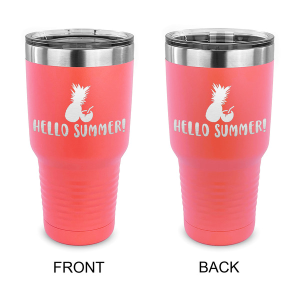 Custom Pineapples and Coconuts 30 oz Stainless Steel Tumbler - Coral - Double Sided (Personalized)