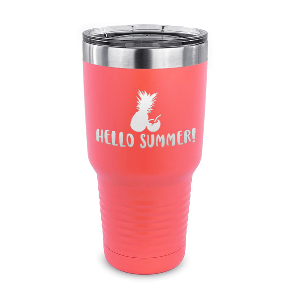 Custom Pineapples and Coconuts 30 oz Stainless Steel Tumbler - Coral - Single Sided (Personalized)