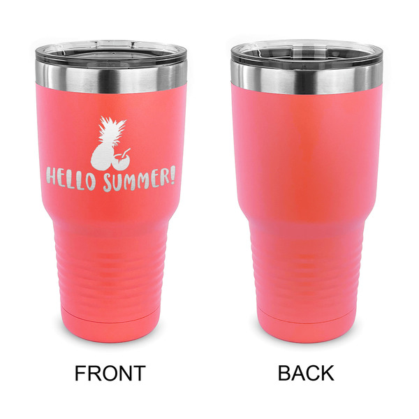Pineapples and Coconuts 30 oz Stainless Steel Ringneck Tumblers - Coral - Single Sided - APPROVAL