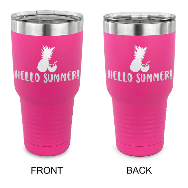 Custom Pineapples and Coconuts 30 oz Stainless Steel Tumbler - Pink - Double Sided (Personalized)