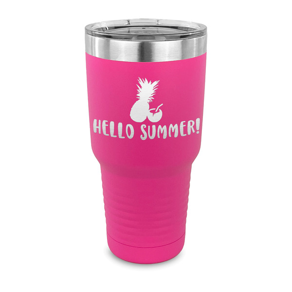 Custom Pineapples and Coconuts 30 oz Stainless Steel Tumbler - Pink - Single Sided (Personalized)