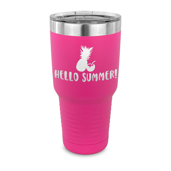 Pineapples and Coconuts 30 oz Stainless Steel Ringneck Tumblers - Pink - FRONT