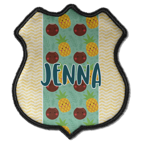 Custom Pineapples and Coconuts Iron On Shield Patch C w/ Name or Text