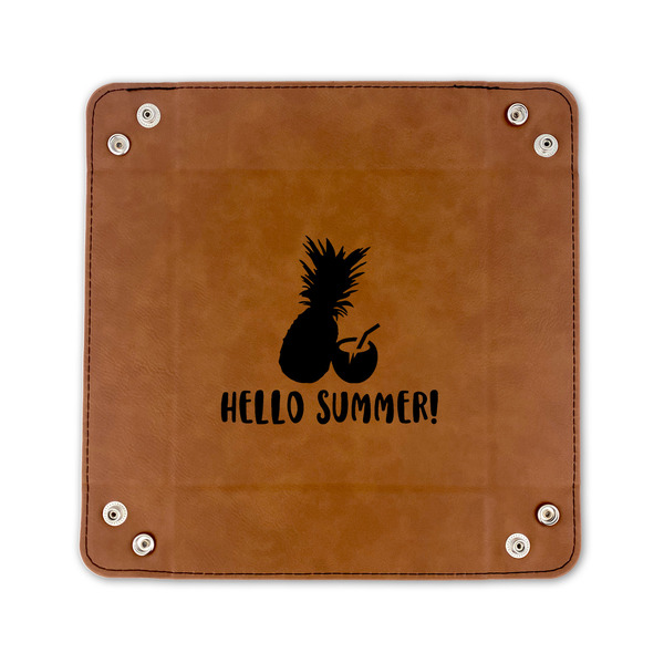 Pineapples and Coconuts 6" x 6" Leatherette Snap Up Tray - FLAT FRONT