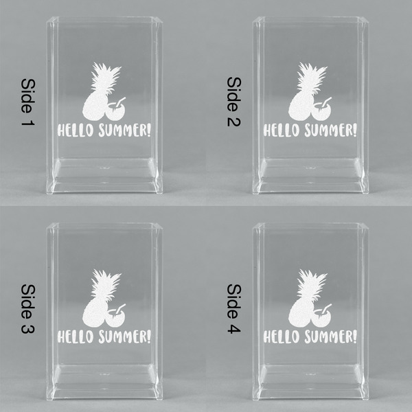 Pineapples and Coconuts Acrylic Pen Holder - All Sides