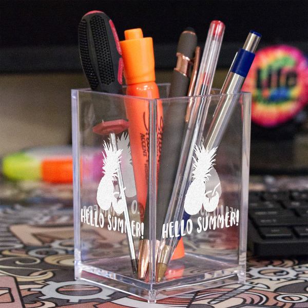 Pineapples and Coconuts Acrylic Pen Holder - In Context