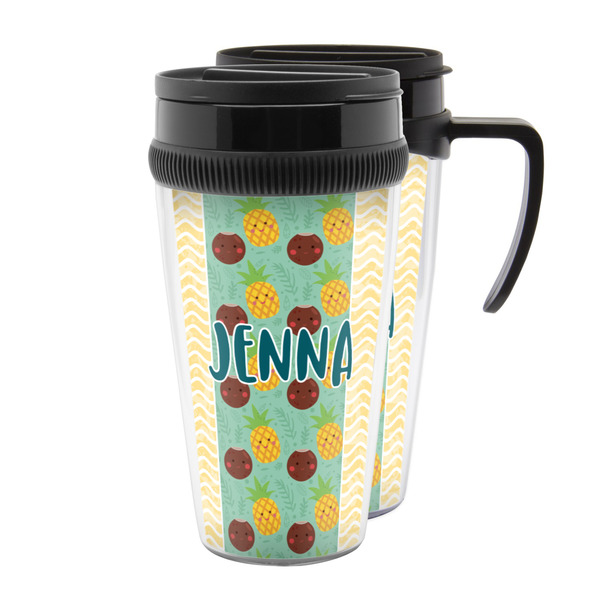 Custom Pineapples and Coconuts Acrylic Travel Mug (Personalized)