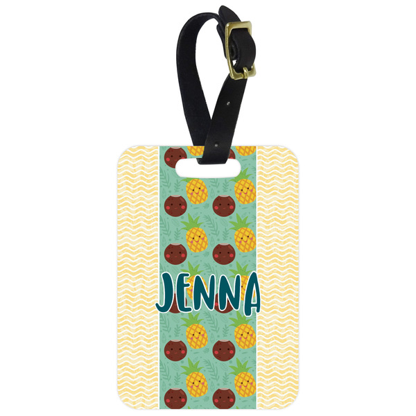 Custom Pineapples and Coconuts Metal Luggage Tag w/ Name or Text