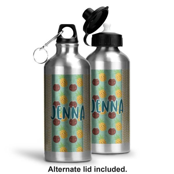Pineapples and Coconuts Aluminum Water Bottle - Alternate lid options