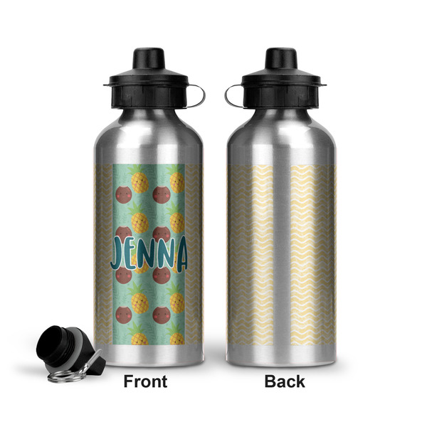 Pineapples and Coconuts Aluminum Water Bottle - Front and Back