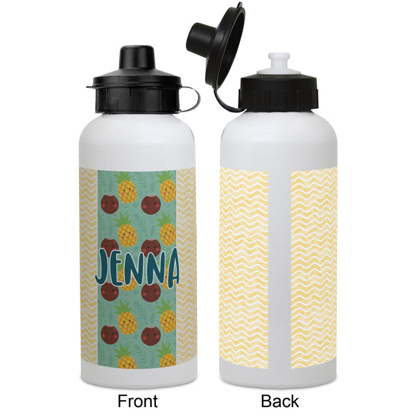 Pineapples and Coconuts Aluminum Water Bottle - White APPROVAL