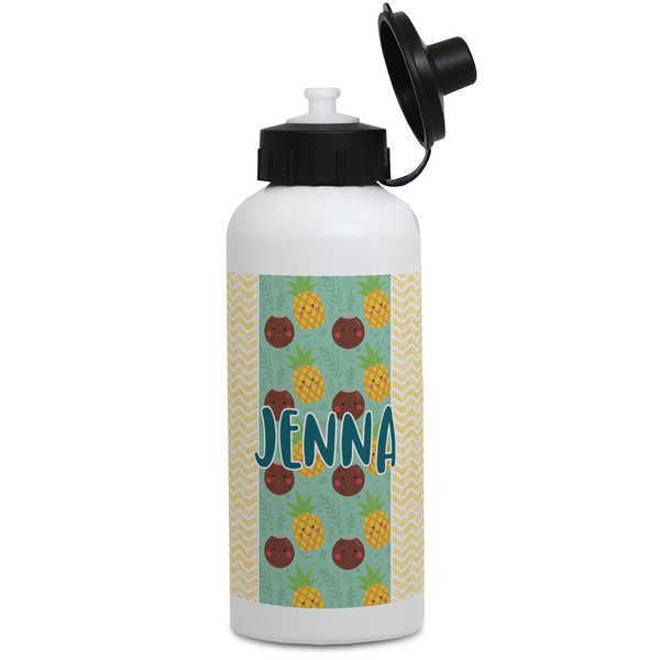 Custom Pineapples and Coconuts Water Bottles - Aluminum - 20 oz - White (Personalized)