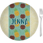 Pineapples and Coconuts 8" Glass Appetizer / Dessert Plates - Single or Set (Personalized)