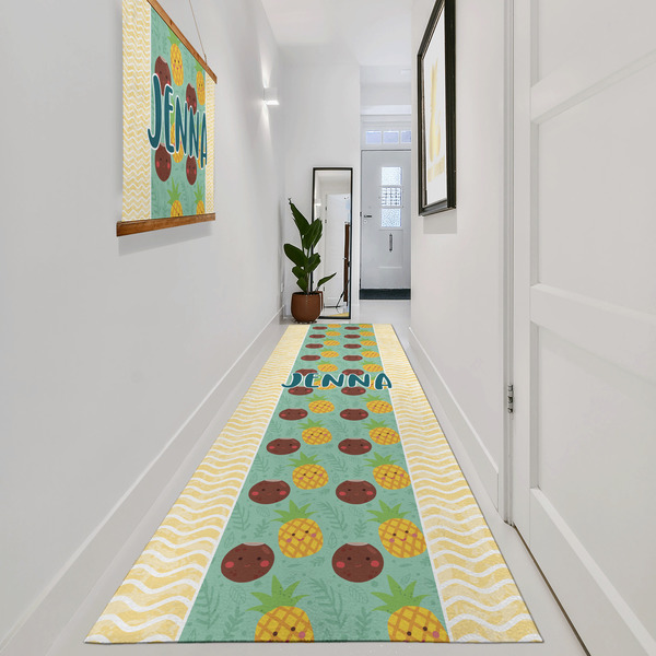 Pineapples and Coconuts Area Rug Sizes - In Context (vertical)