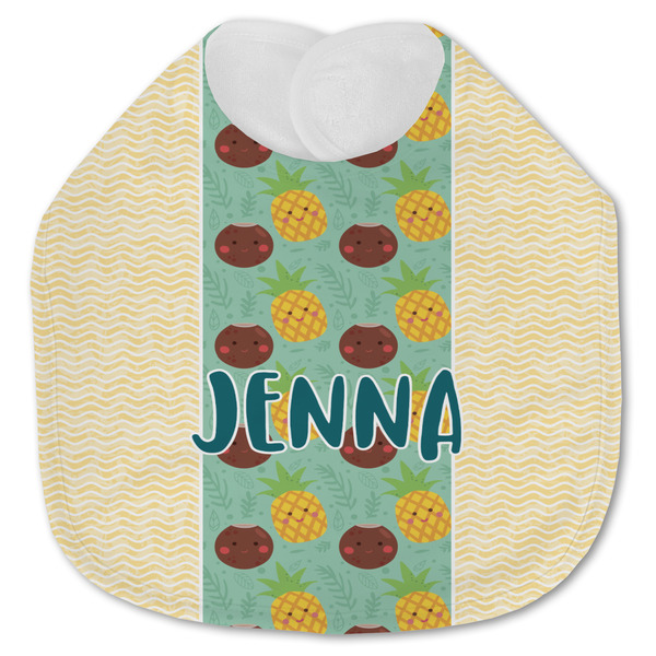 Custom Pineapples and Coconuts Jersey Knit Baby Bib w/ Name or Text