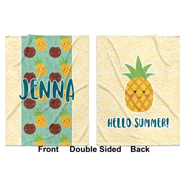 Pineapples and Coconuts Baby Blanket (Double Sided - Printed Front and Back)