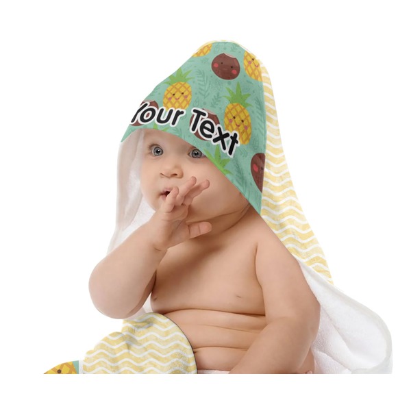 Pineapples and Coconuts Baby Hooded Towel on Child