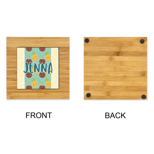 Pineapples and Coconuts Bamboo Trivet with 6" Tile - APPROVAL