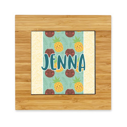 Pineapples and Coconuts Bamboo Trivet with Ceramic Tile Insert (Personalized)
