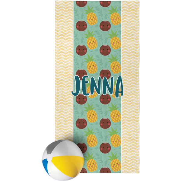 Custom Pineapples and Coconuts Beach Towel (Personalized)