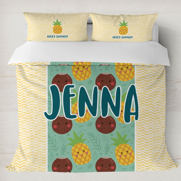 Custom Pineapples and Coconuts Duvet Cover Set - King (Personalized)