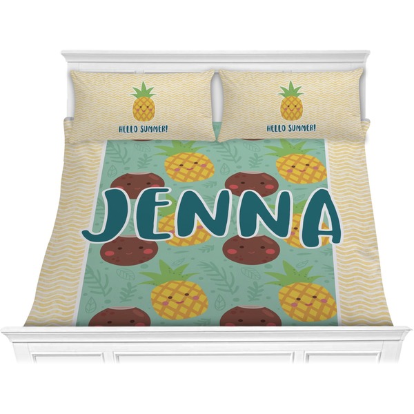 Custom Pineapples and Coconuts Comforter Set - King (Personalized)