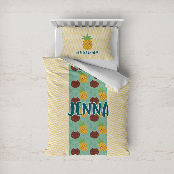 Custom Pineapples and Coconuts Duvet Cover Set - Twin (Personalized)