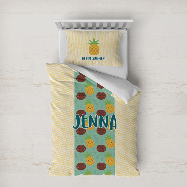 Custom Pineapples and Coconuts Duvet Cover Set - Twin XL (Personalized)