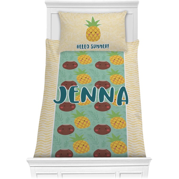 Custom Pineapples and Coconuts Comforter Set - Twin XL (Personalized)