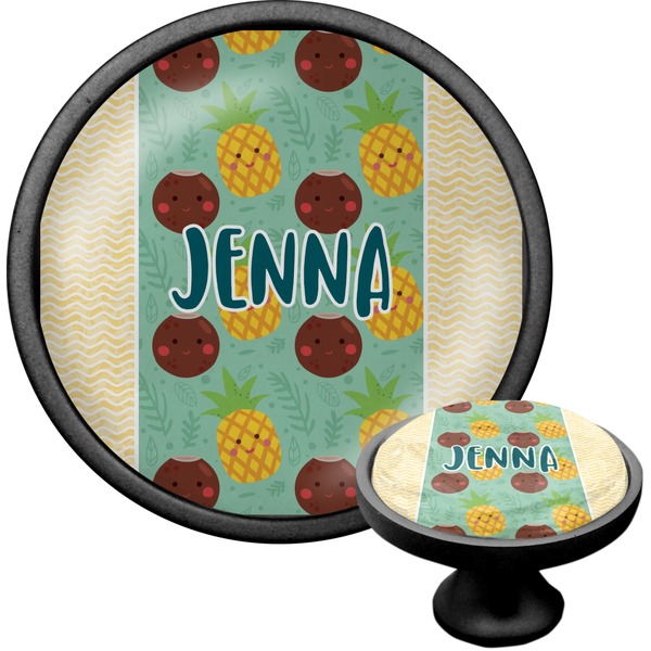 Custom Pineapples and Coconuts Cabinet Knob (Black) (Personalized)