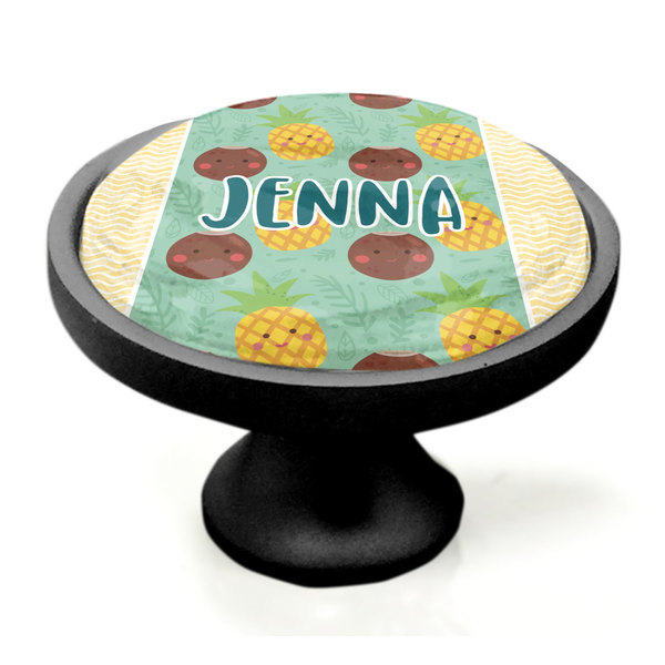 Pineapples and Coconuts Black Custom Cabinet Knob (Side)
