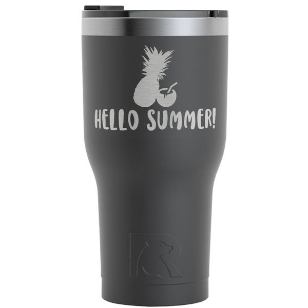 Custom Pineapples and Coconuts RTIC Tumbler - Black - Engraved Front (Personalized)