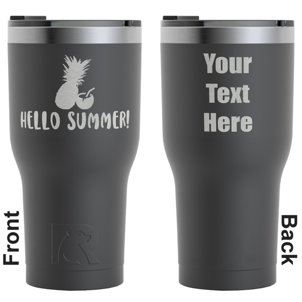 Custom Pineapples and Coconuts RTIC Tumbler - Black - Engraved Front & Back (Personalized)